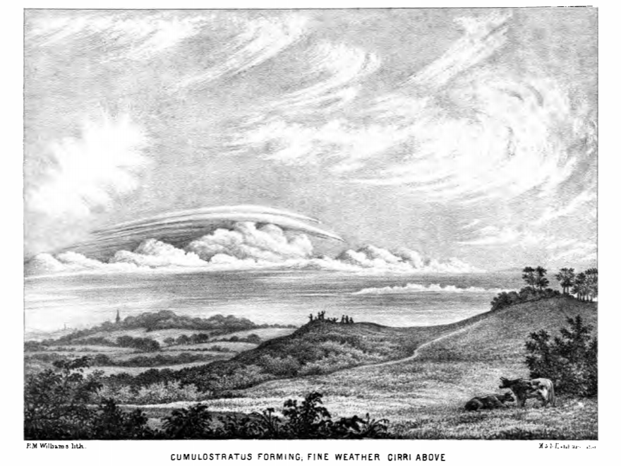 A depiction of a cumulostratus cloud, included in Howard's 'On the modification of clouds'