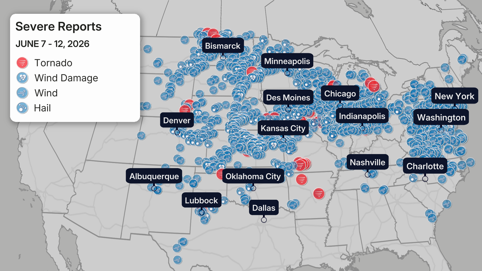 Severe storm reports June 7 - 12 