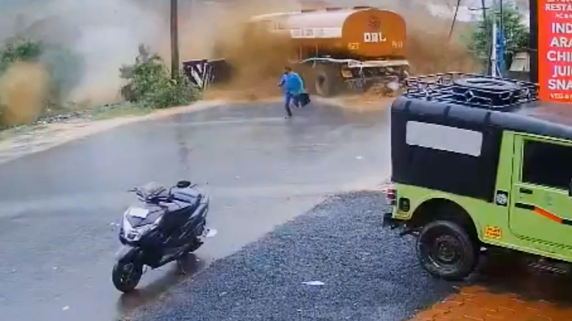 Monsoon landslide surges at bystanders in India