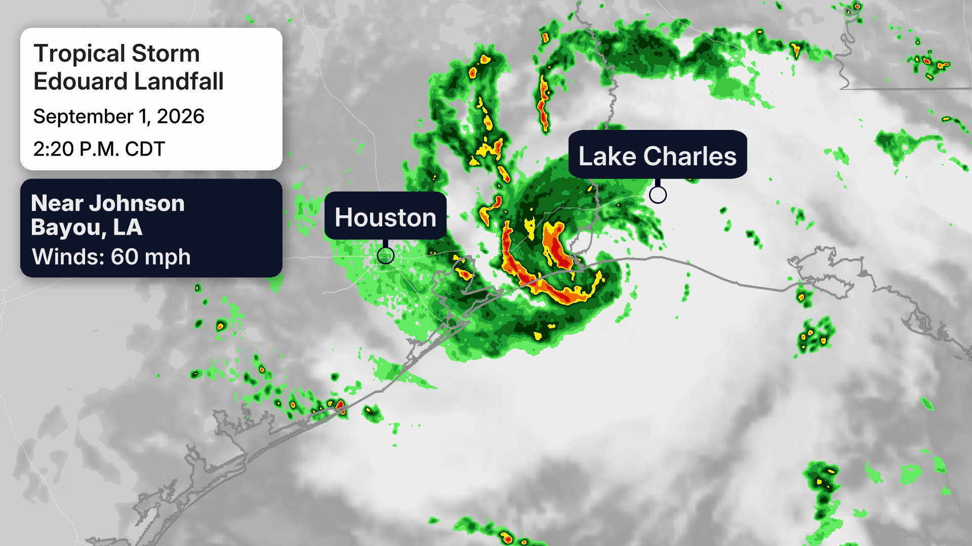 Tropical Storm Edouard landfall