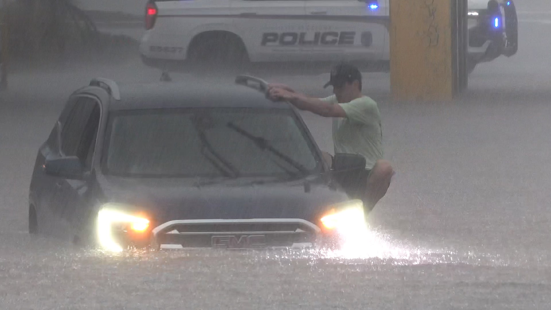 Driver stranded in near-record South Carolina flooding