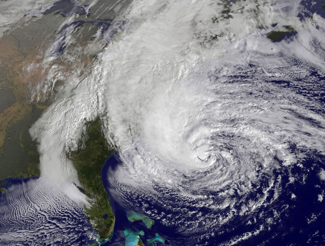 This image shows Superstorm Sandy off the eastern coast of the U.S. in 2012.