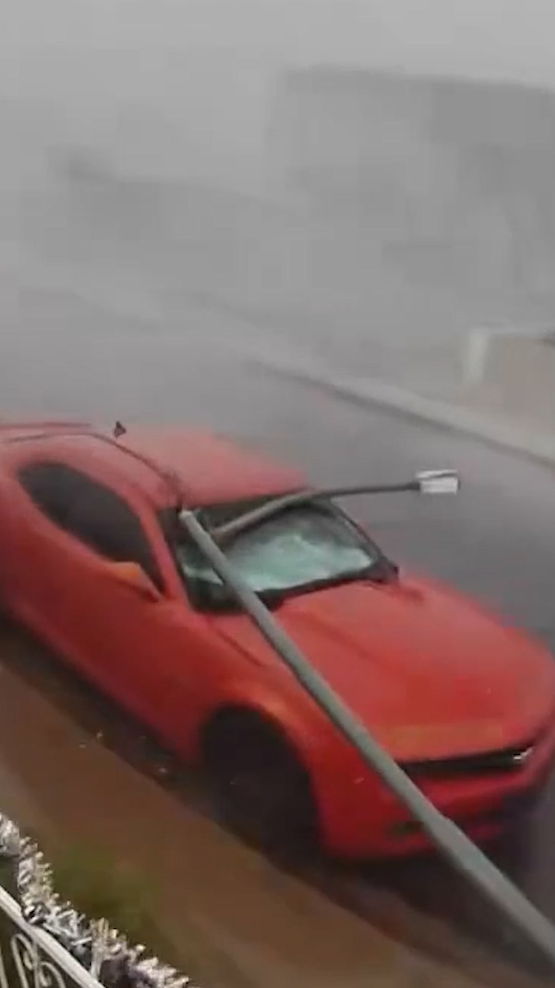 Gusty storms drop utility pole