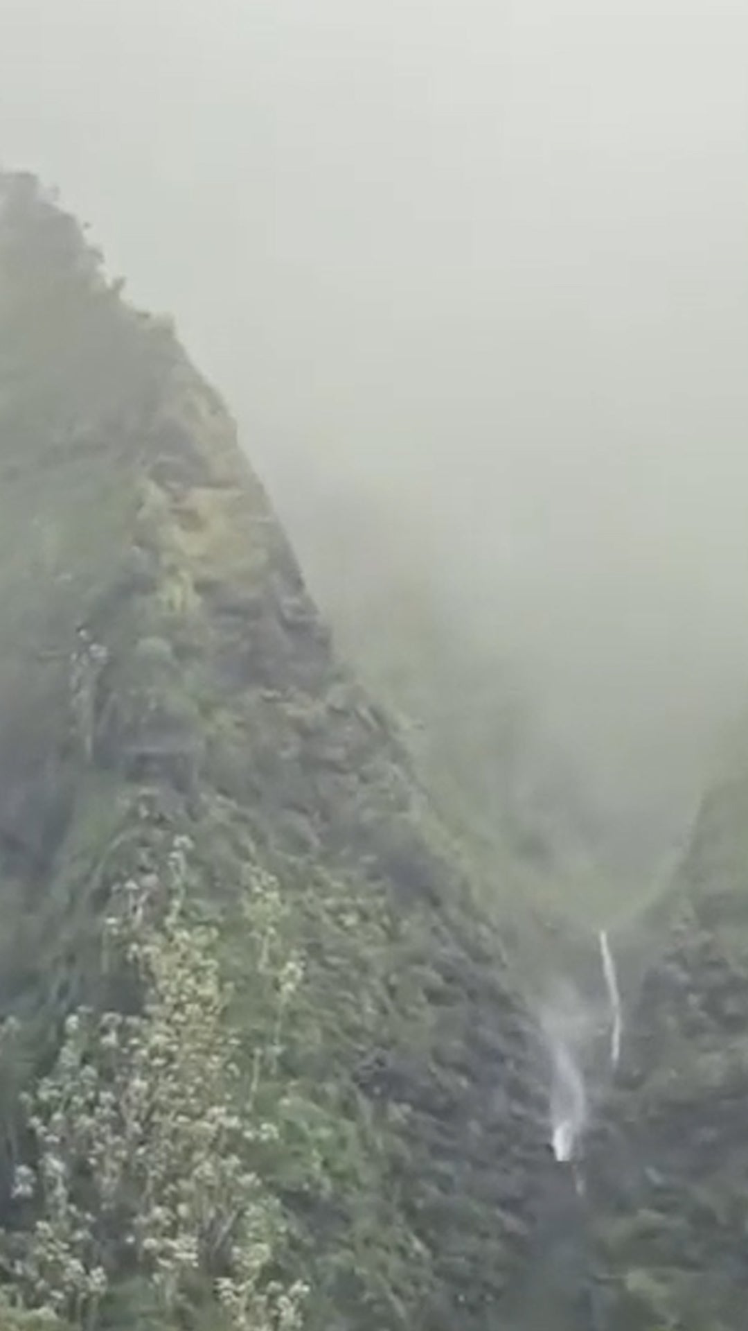 Storm winds reverse Hawaii waterfall