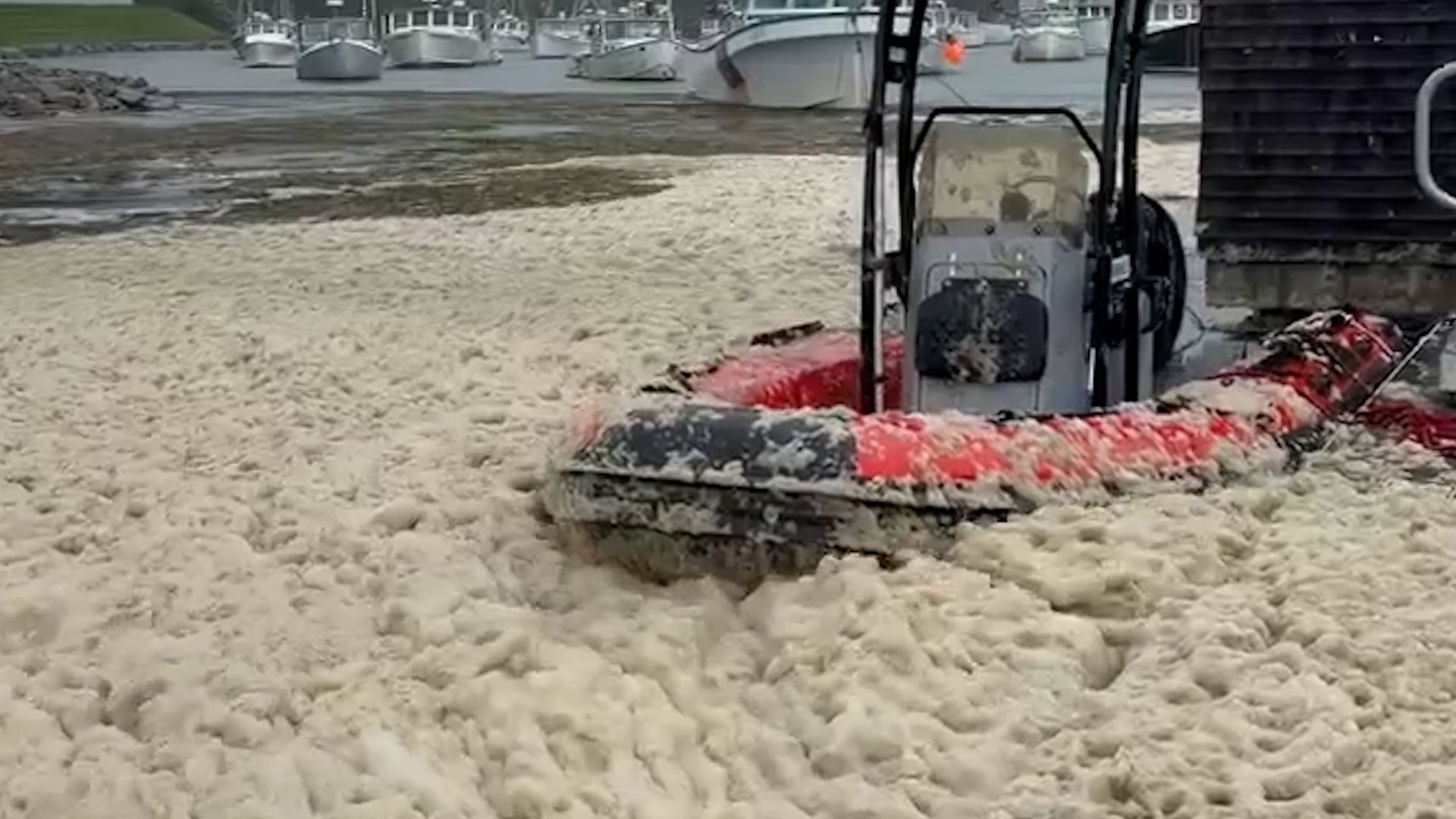 Nor'easter buries Maine coast in thick sea foam