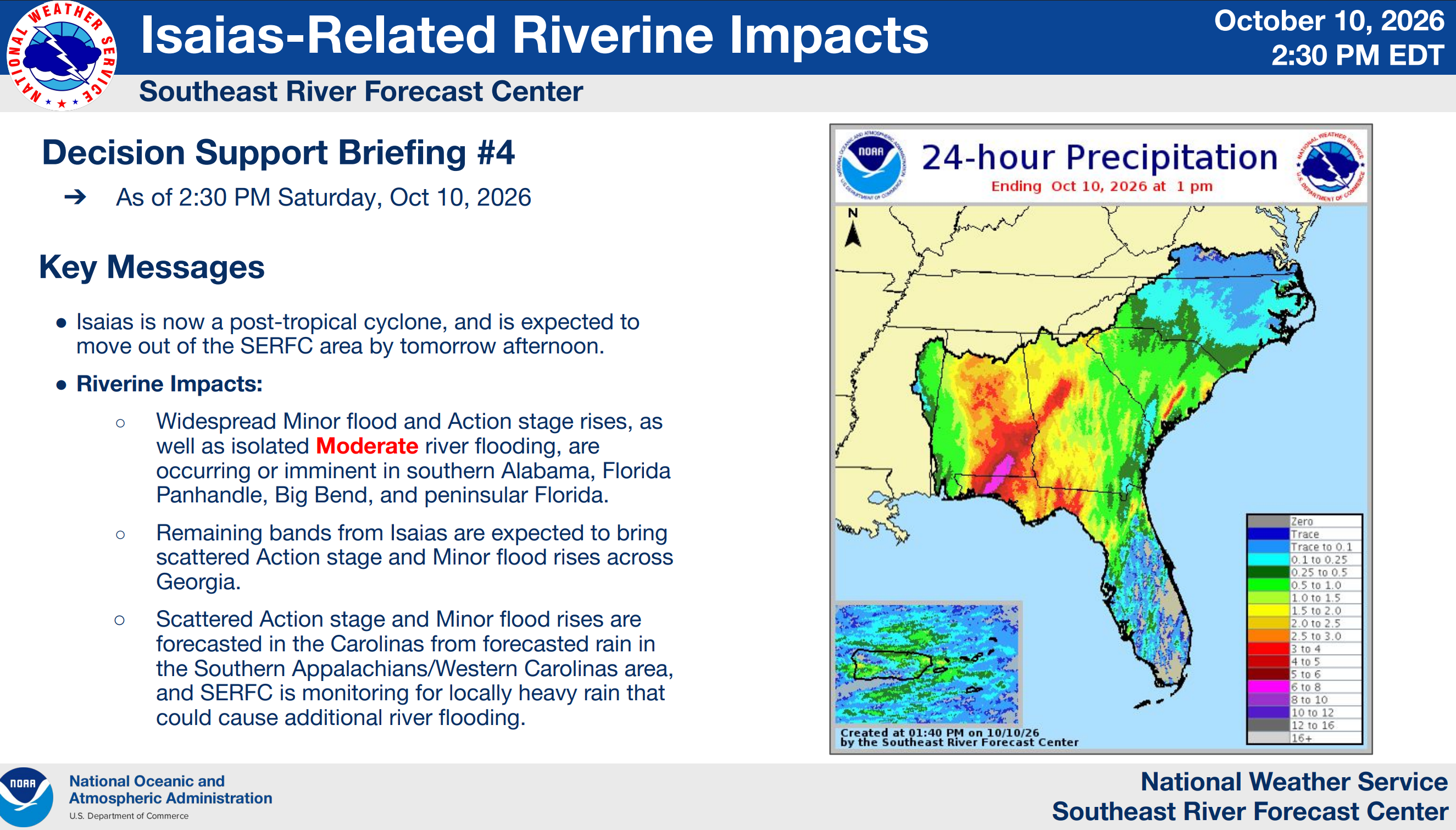 Isaias SE River Forecast Center update