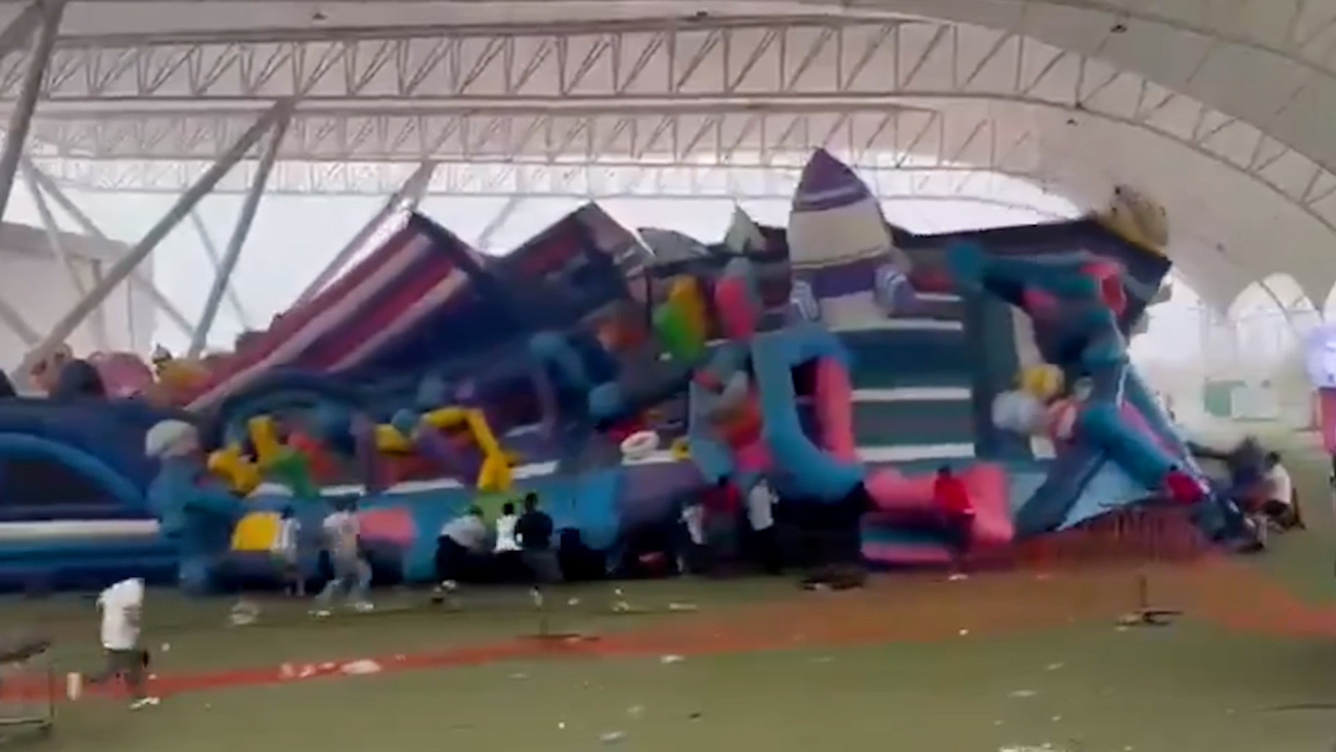 Bouncy castle collapses on kids as storm hits Mexico