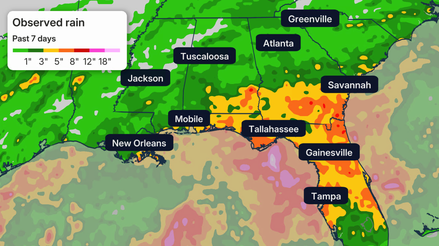 Observed rainfall 7 days 1009