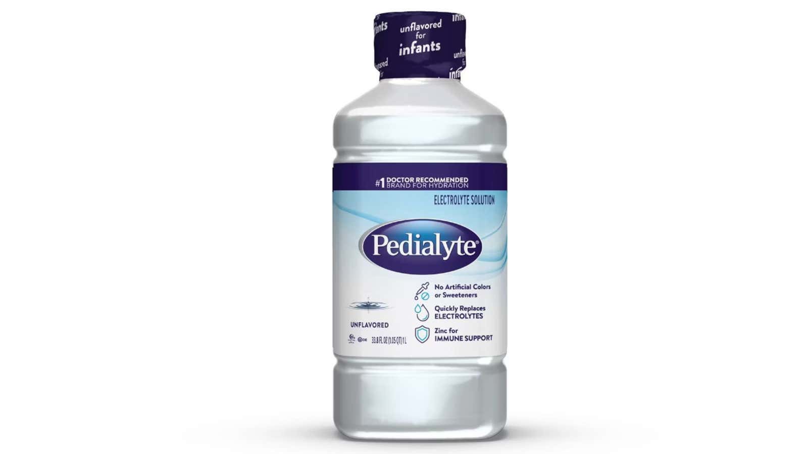 Pedialyte unflavored electrolyte solution bottle for infants and adults