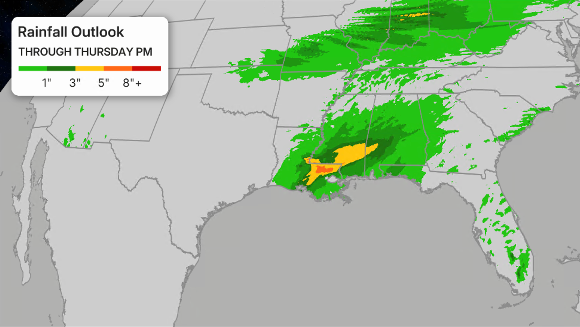 Rainfall expected through Thursday afternoon