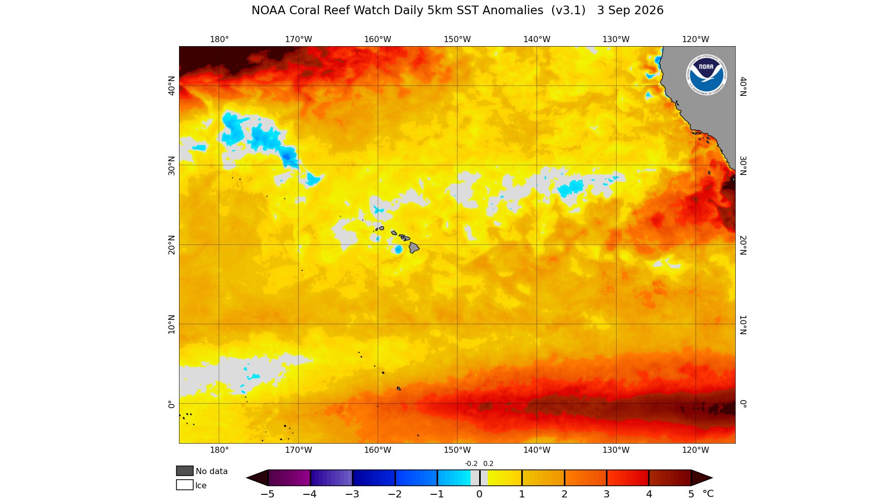 SST anomalies Hawaii Sept. 2026