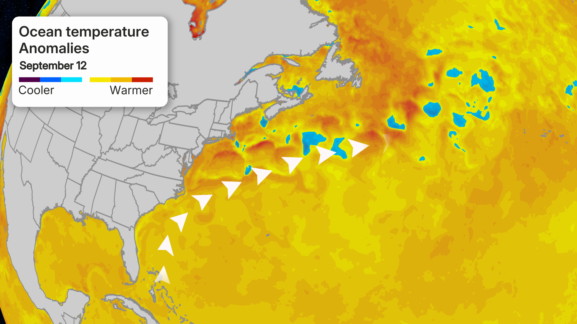 Winds speeding up in the North Atlantic allowed the Gulf Stream to speed up. 