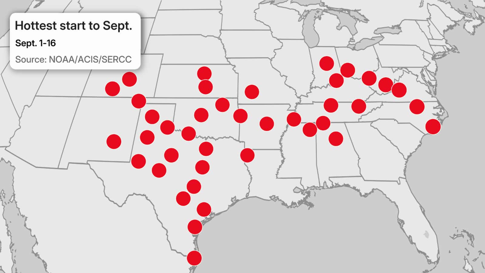 Record warm first half of September 2026 US cities