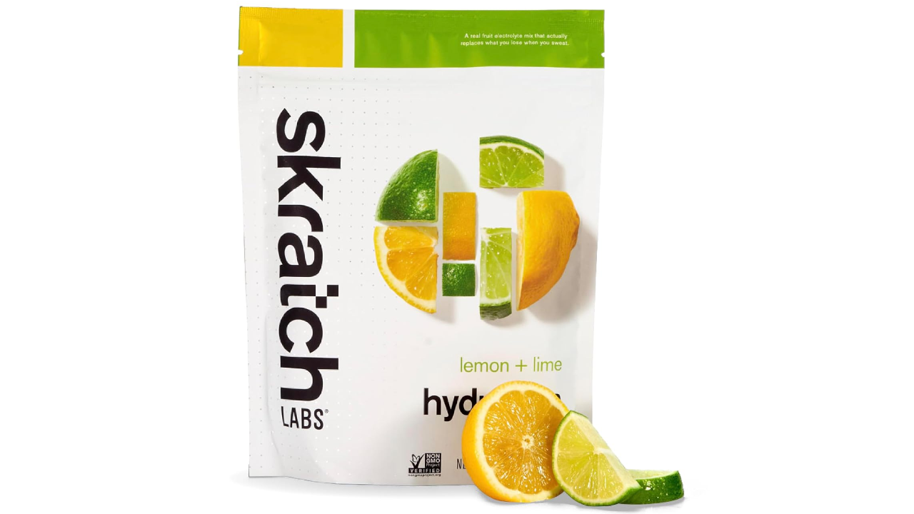 Skrach Labs lemon lime electrolyte mix pouch with citrus fruit slices