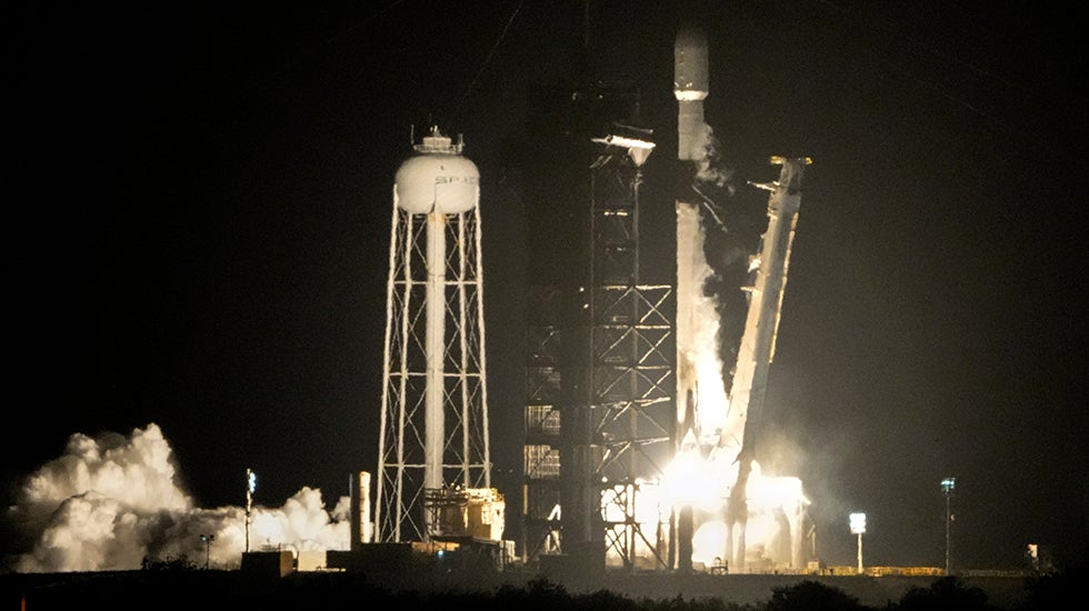 A rocket launches at Kennedy Space Center