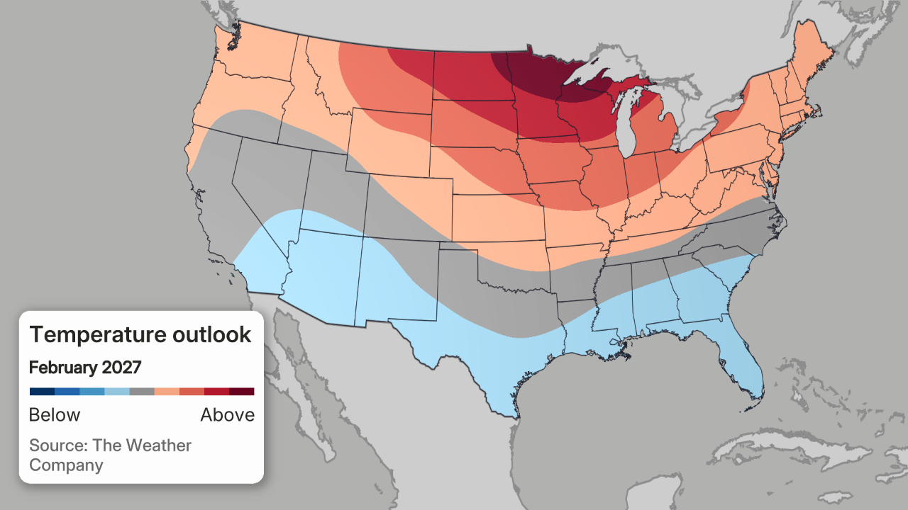 Winter Outlook temperatures 2026-2027