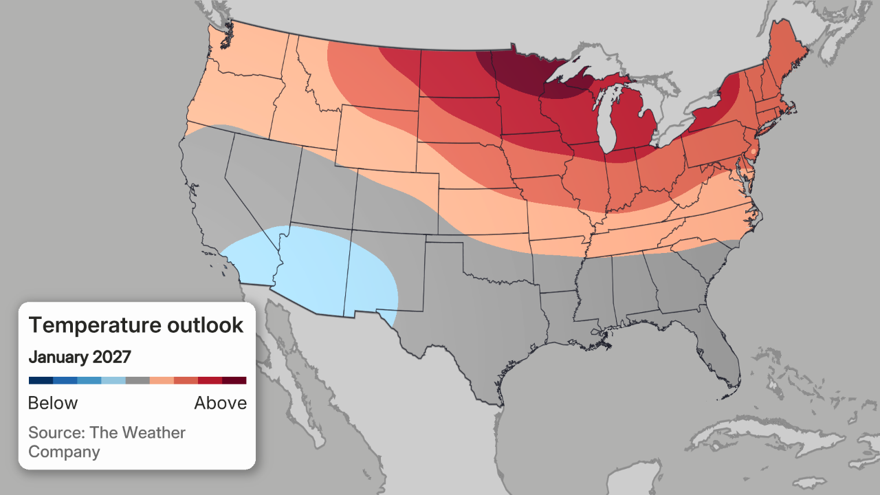Winter Outlook temperatures winter 2026-2027