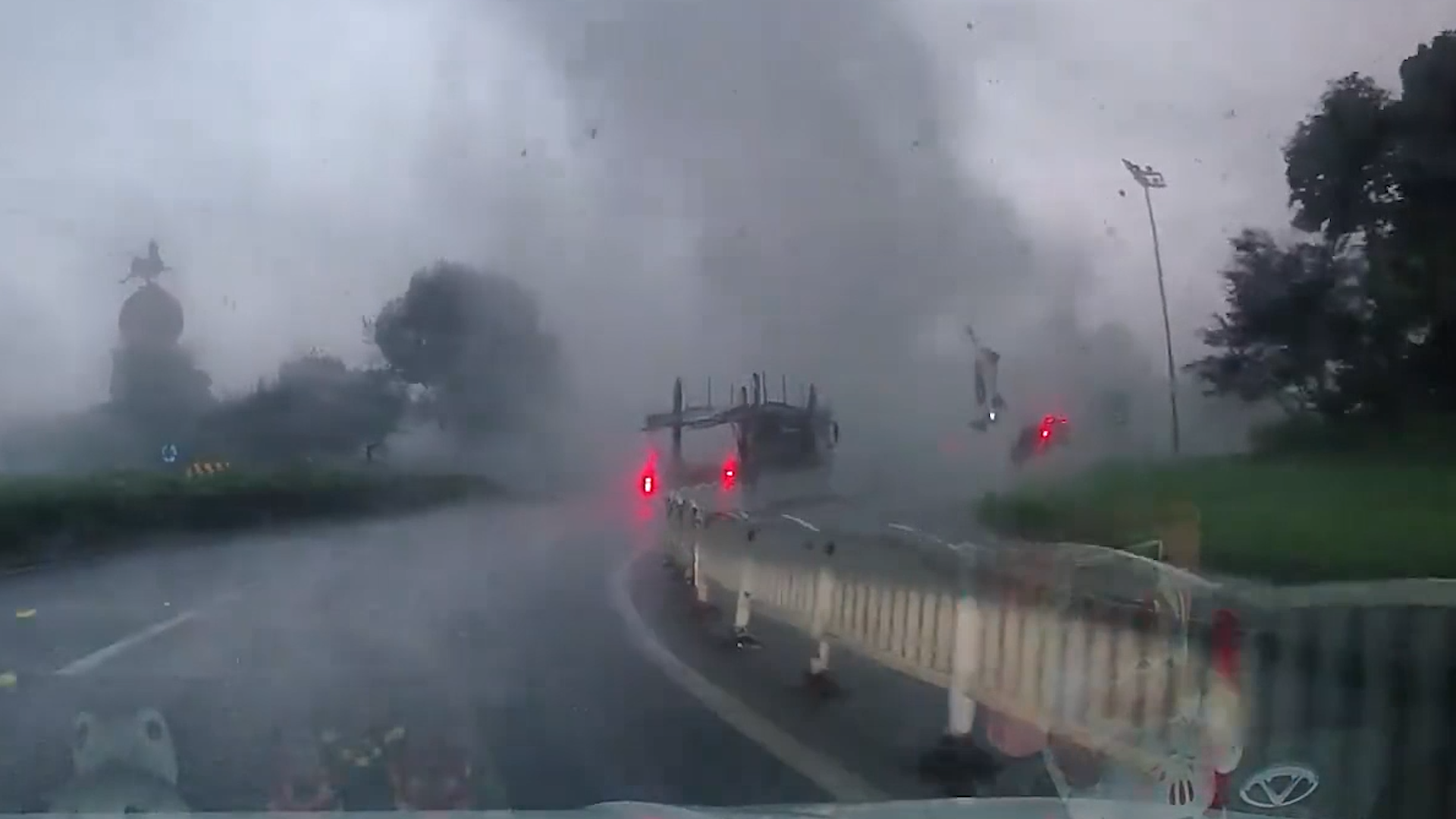 Dashcam video captures tornado hurling car through the air
