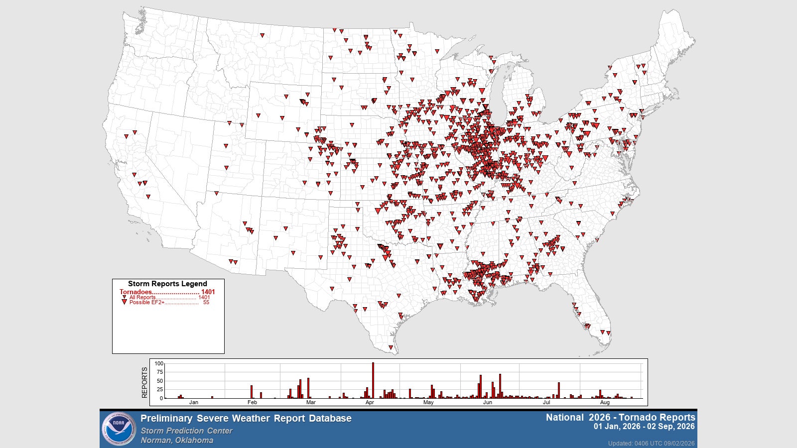 US tornadoes 2026 to date