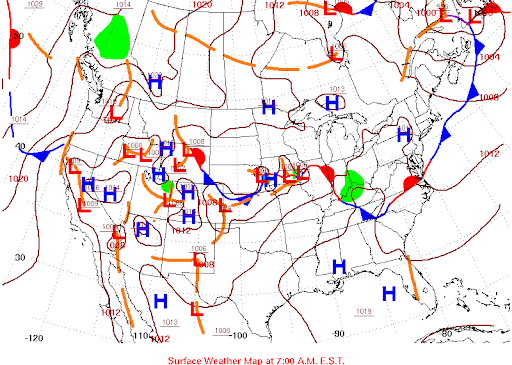NOAA Weather Prediction Center surface weather analysis from Wednesday, August 12, 2026 (7:00 a.m. EST), showing a stationary front draped across the Midwest and high pressure anchored over the Gulf Coast.