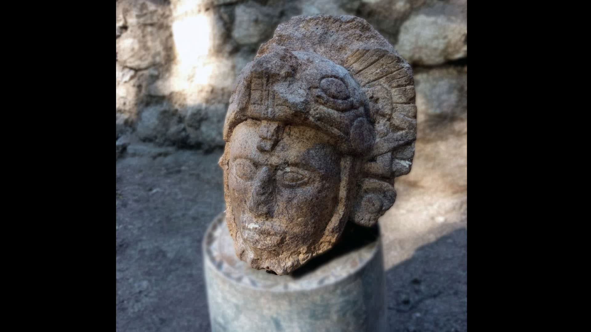Ancient Maya Statue Unearthed In Mexico With Serpent Helmet