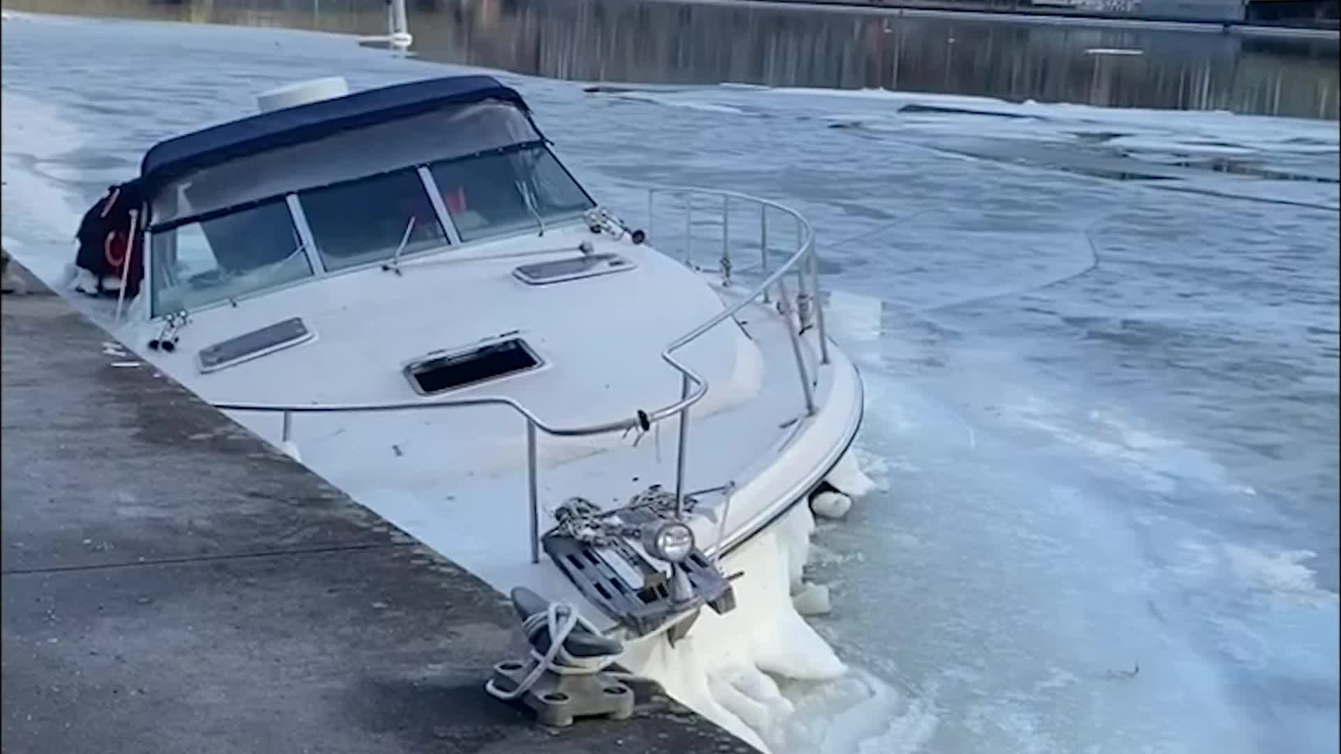 Boat Literally Frozen Into Pittsburgh River