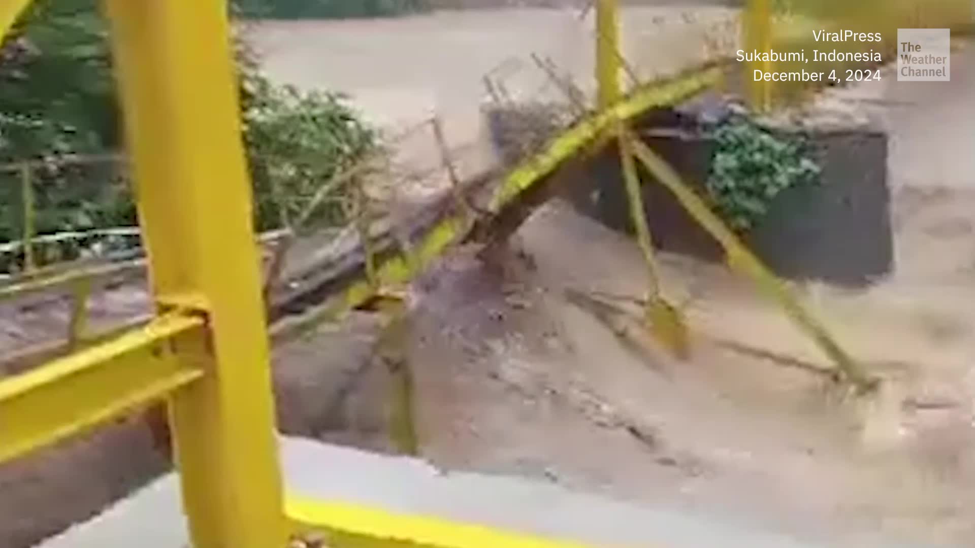 Bridge Swept Away As Floods Devastate Indonesia’s West Java