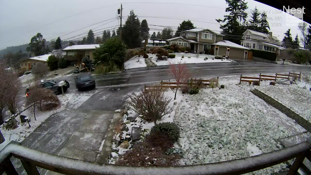 Car Hits Emergency Vehicle On Slow Slide Down Icy Hill