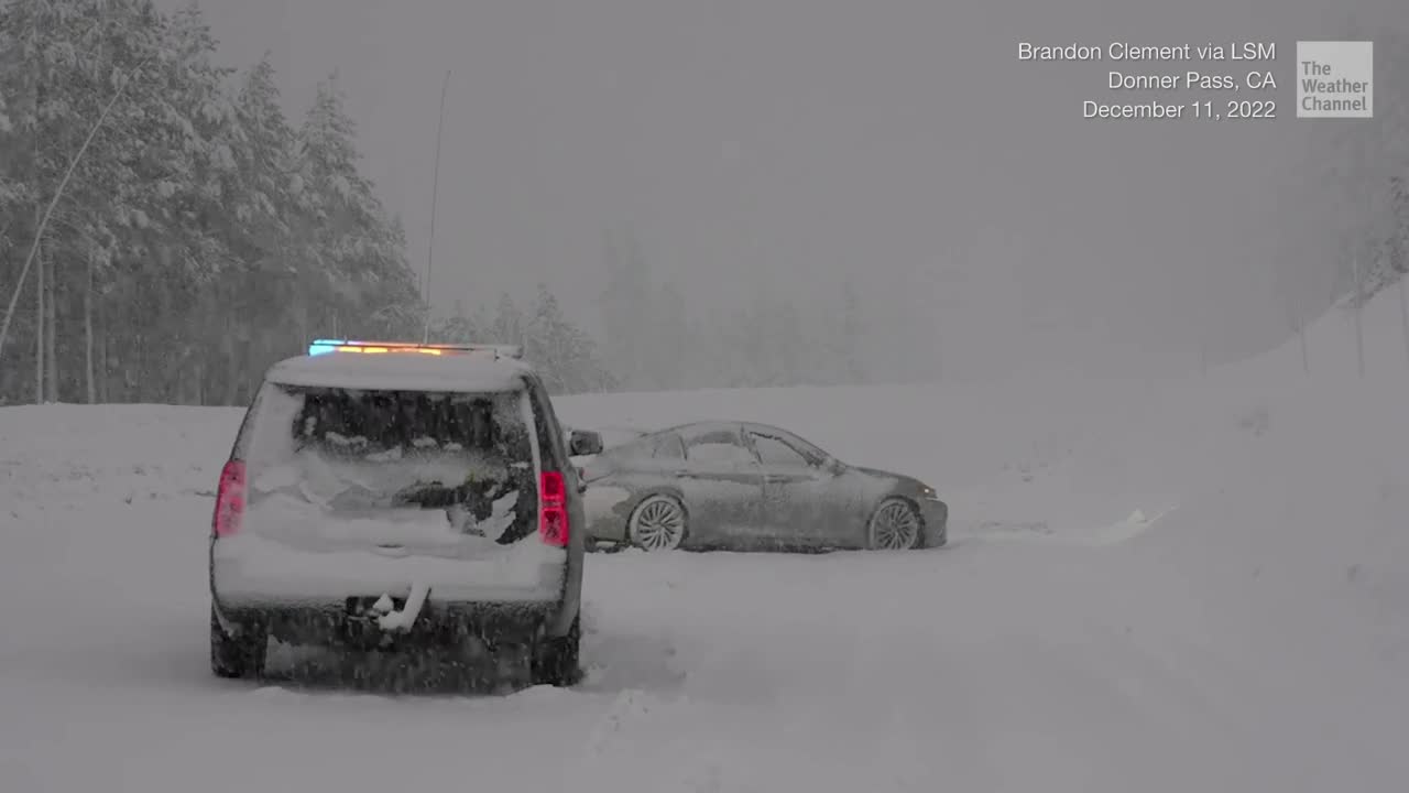 Cars Slid Off California Interstate During Significant Snow Storm, Low Visibility