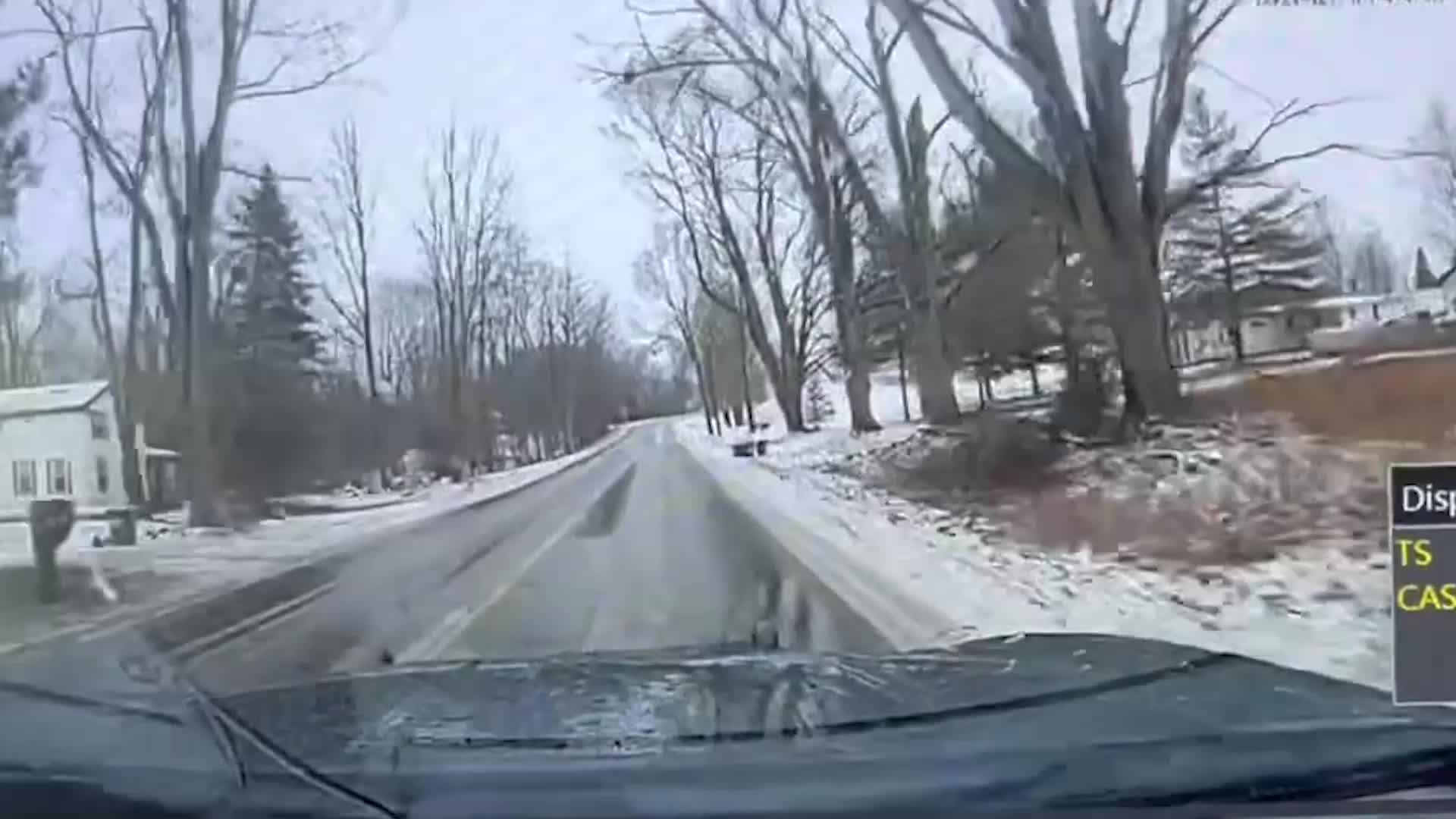 Deputy Narrowly Avoids Crash On Slick Road