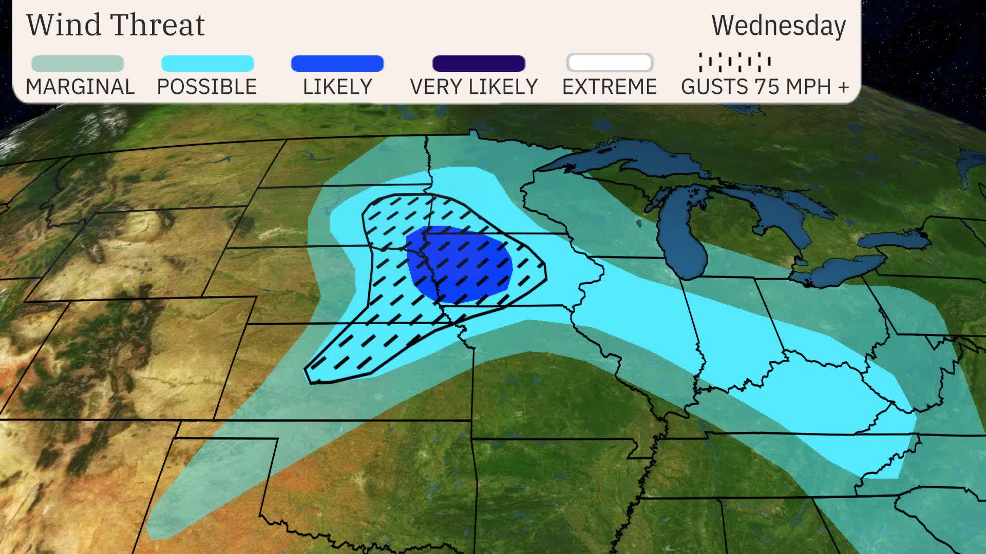 Destructive Winds, Very Large Hail Threaten Plains, Midwest