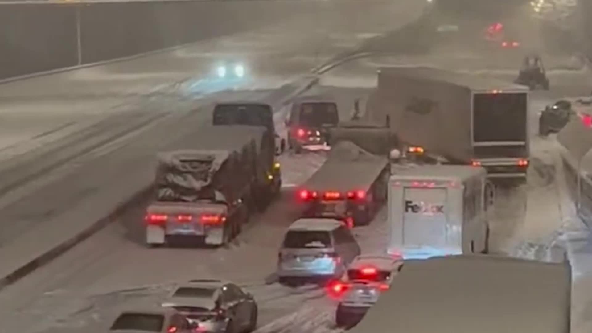 Driver Narrates As Snow Turns Portland Interstate Into Parking Lot