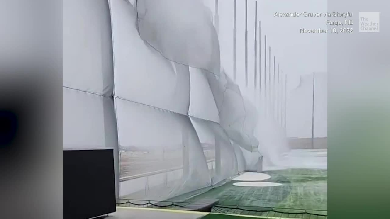 Driving Range Nets In North Dakota Come Crashing Down From Heavy Ice