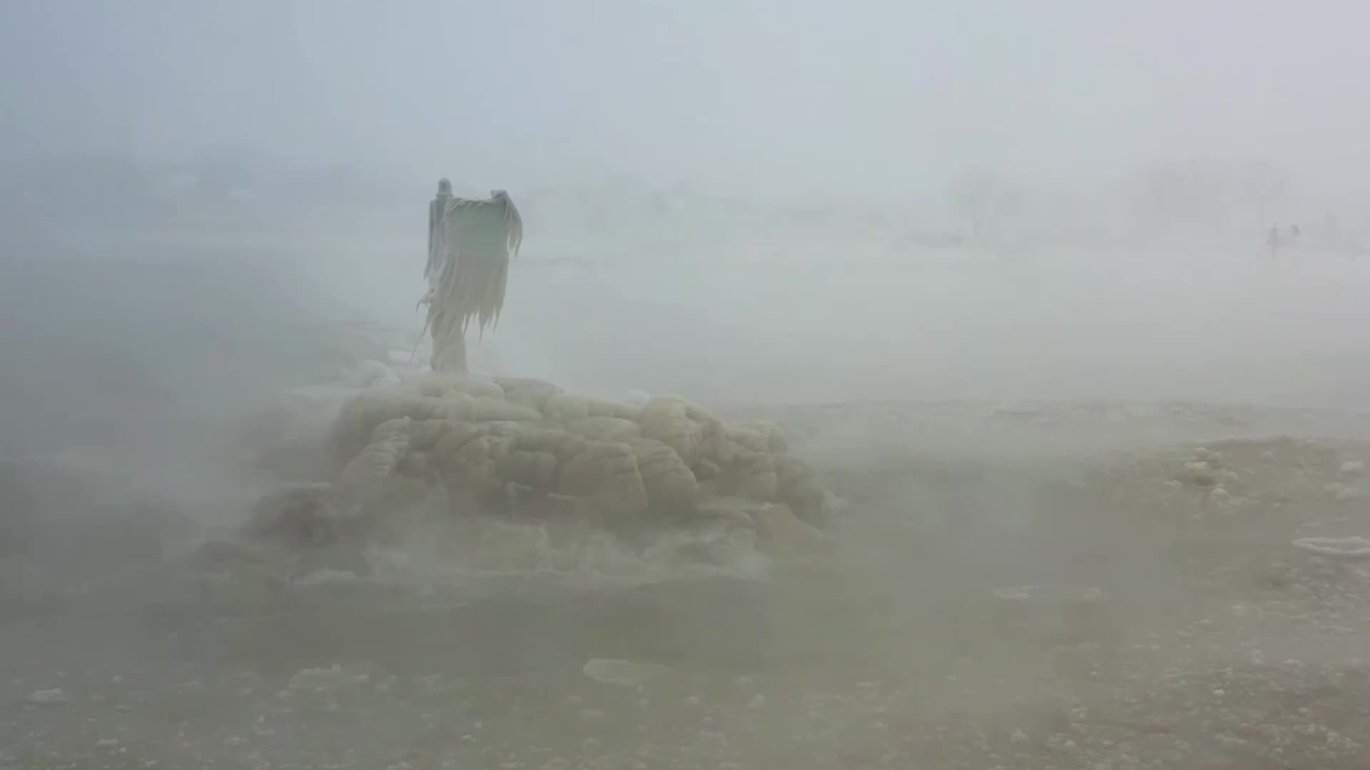 Drone Captures Fierce Winds, Ice On Lake Michigan Shore
