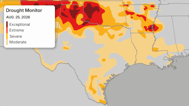 Texas Louisiana drought and Edouard rainfall forecast