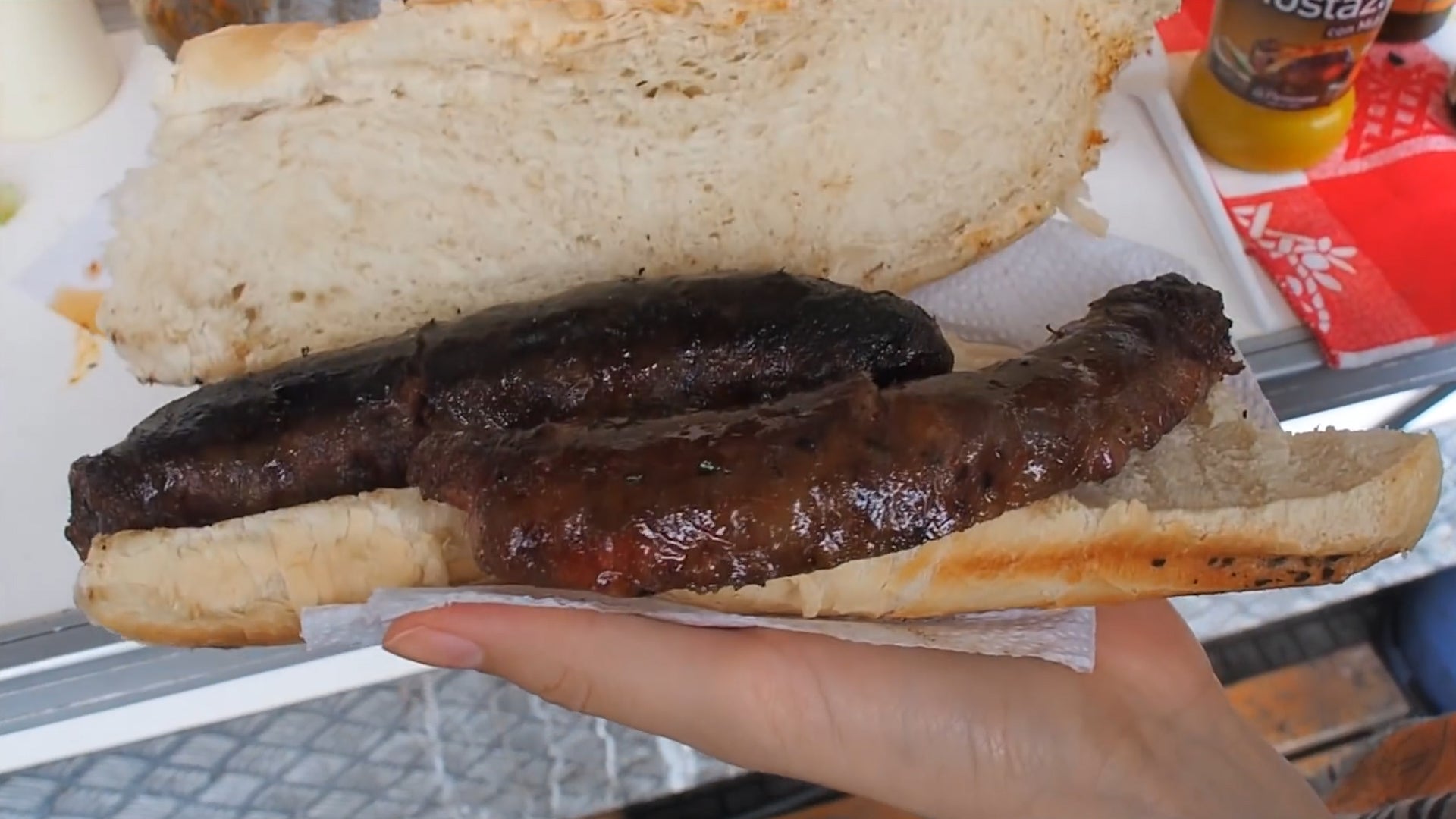 Eating Choripan In Argentina