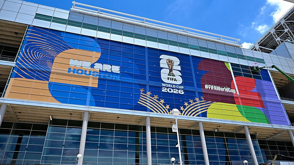 A general view of FIFA World Cup 2026 signage at Houston Stadium on June 2, 2026, in Houston.
