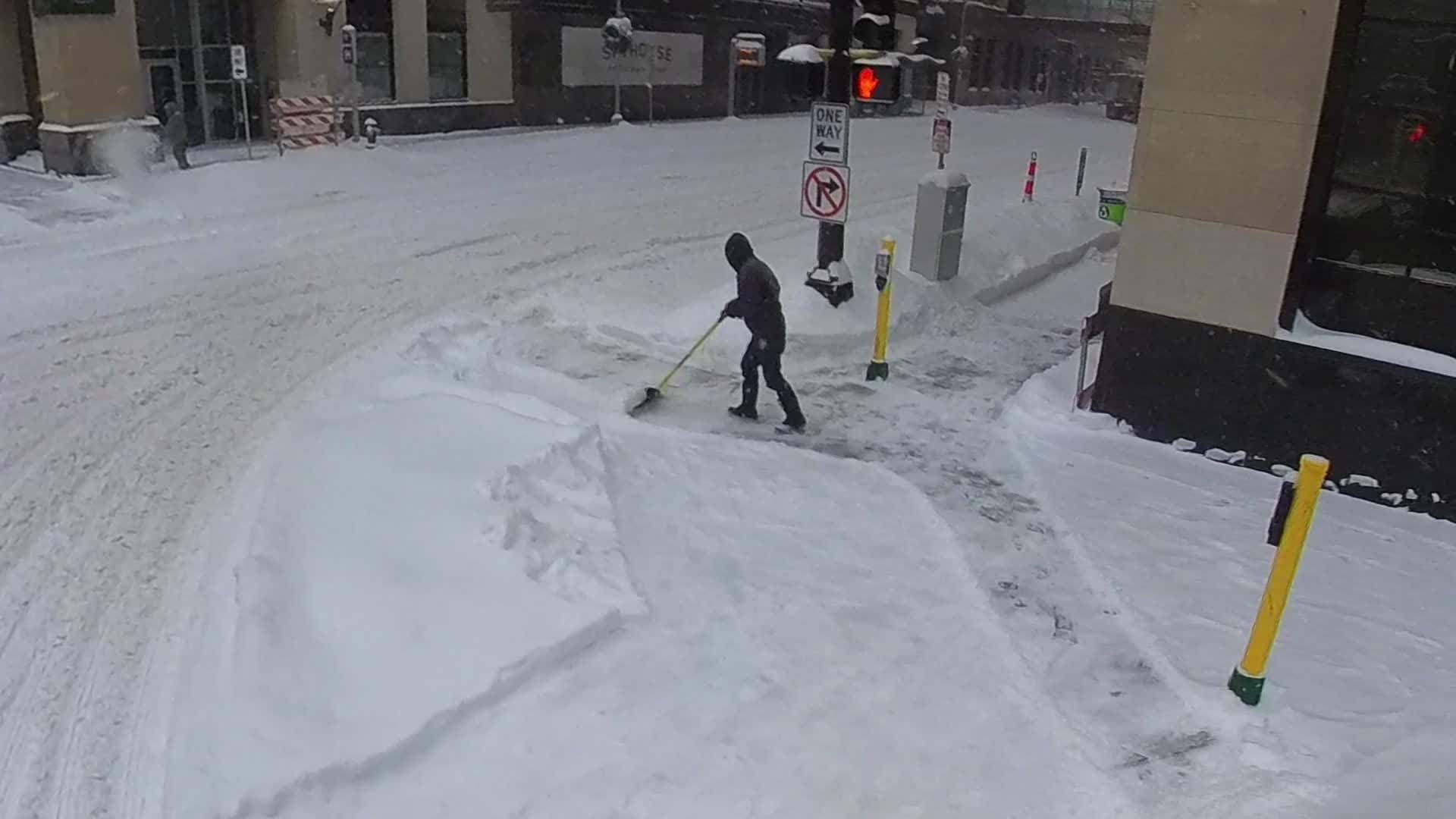 First Aerial View Of Minneapolis Streets After Winter Storm Olive
