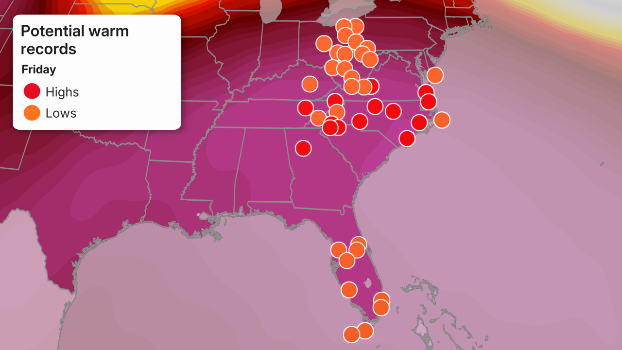 possible record warm temperatures october 16, 2026