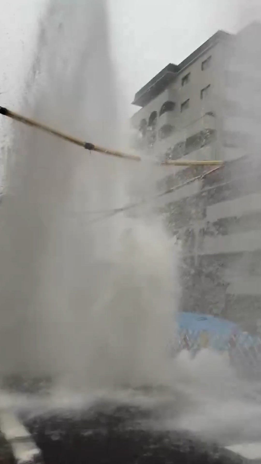 Manhole bursts from flooding