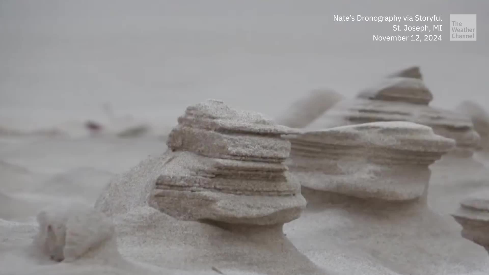 How Powerful Gusts Carved Sand Sculptures On Lake Michigan