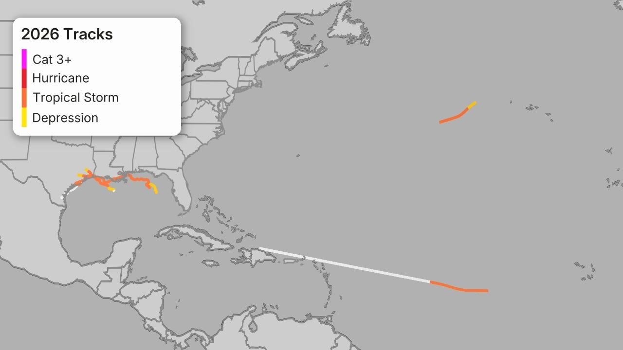 2026 Atlantic hurricane season tracks as of Sept. 2, 2026