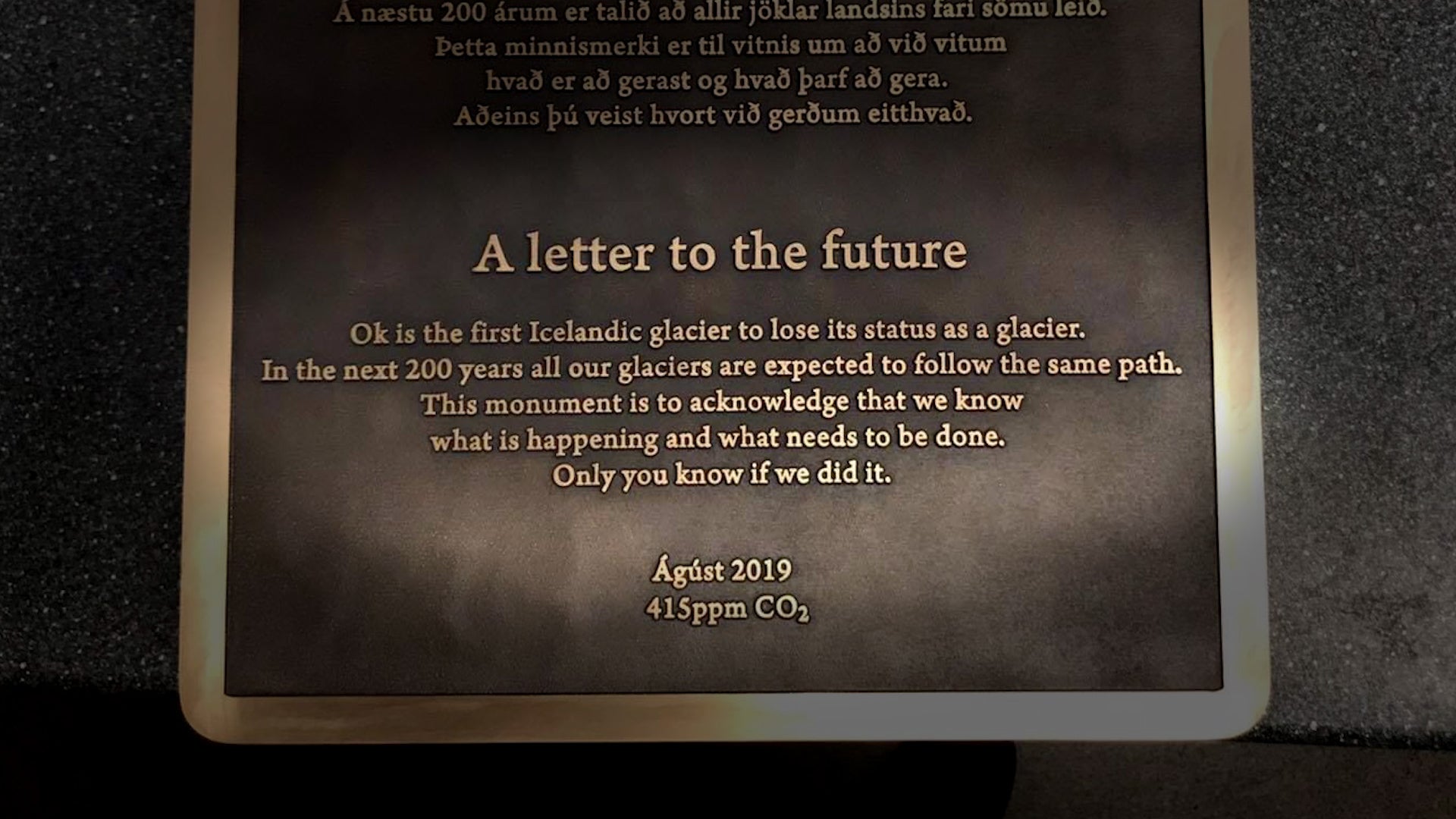 Iceland Memorializes Glacier Killed by Climate Change