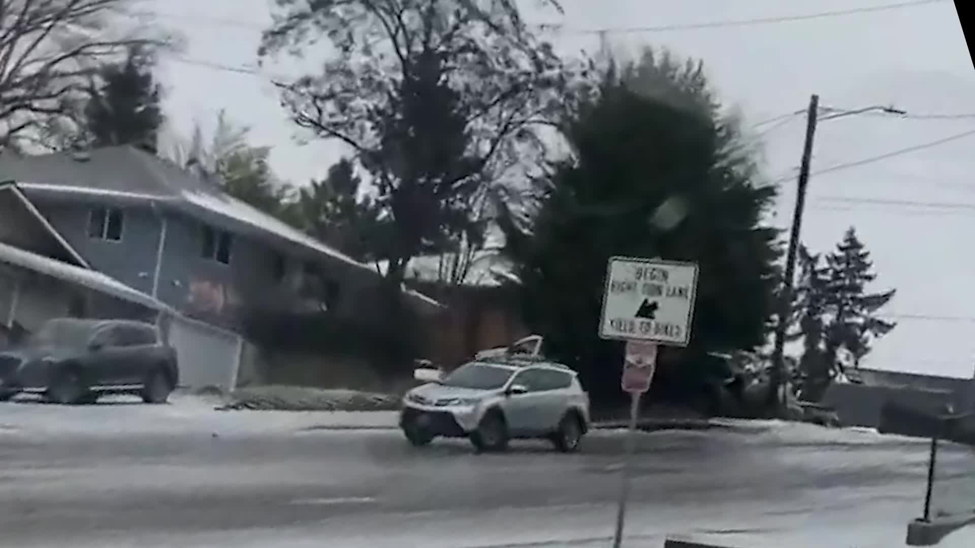 Icy Follies: Drivers, Pedestrians Beware Glassy Oregon Hill