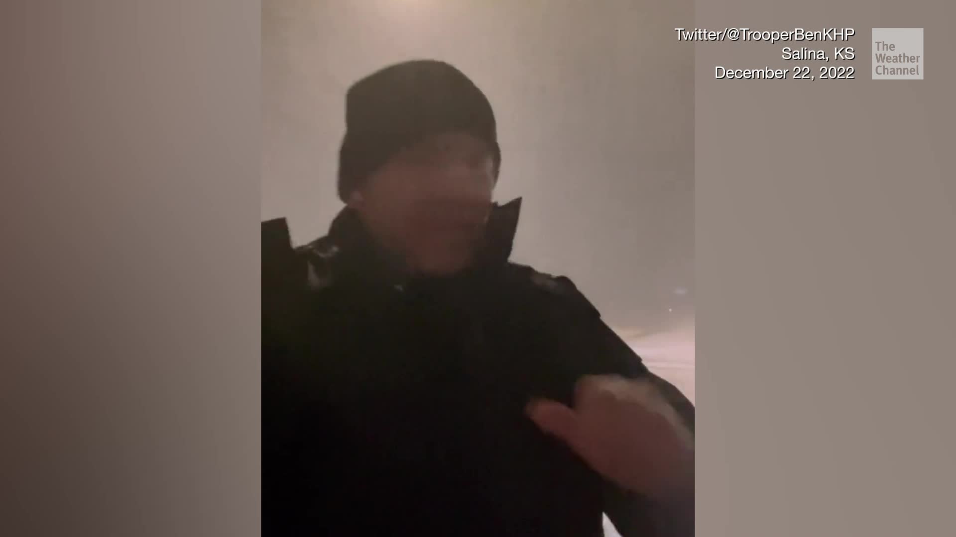 Kansas Trooper Gives Travel Warning From Side Of Snowy Highway