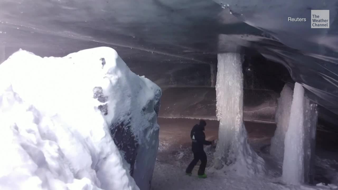 Lake in the Summer, Beautiful Ice Cave in Winter