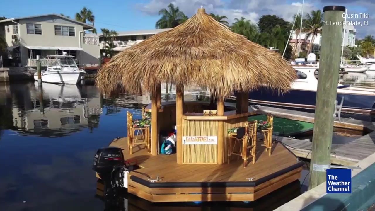 Man Creates Floating Tiki Hut Bar in Florida