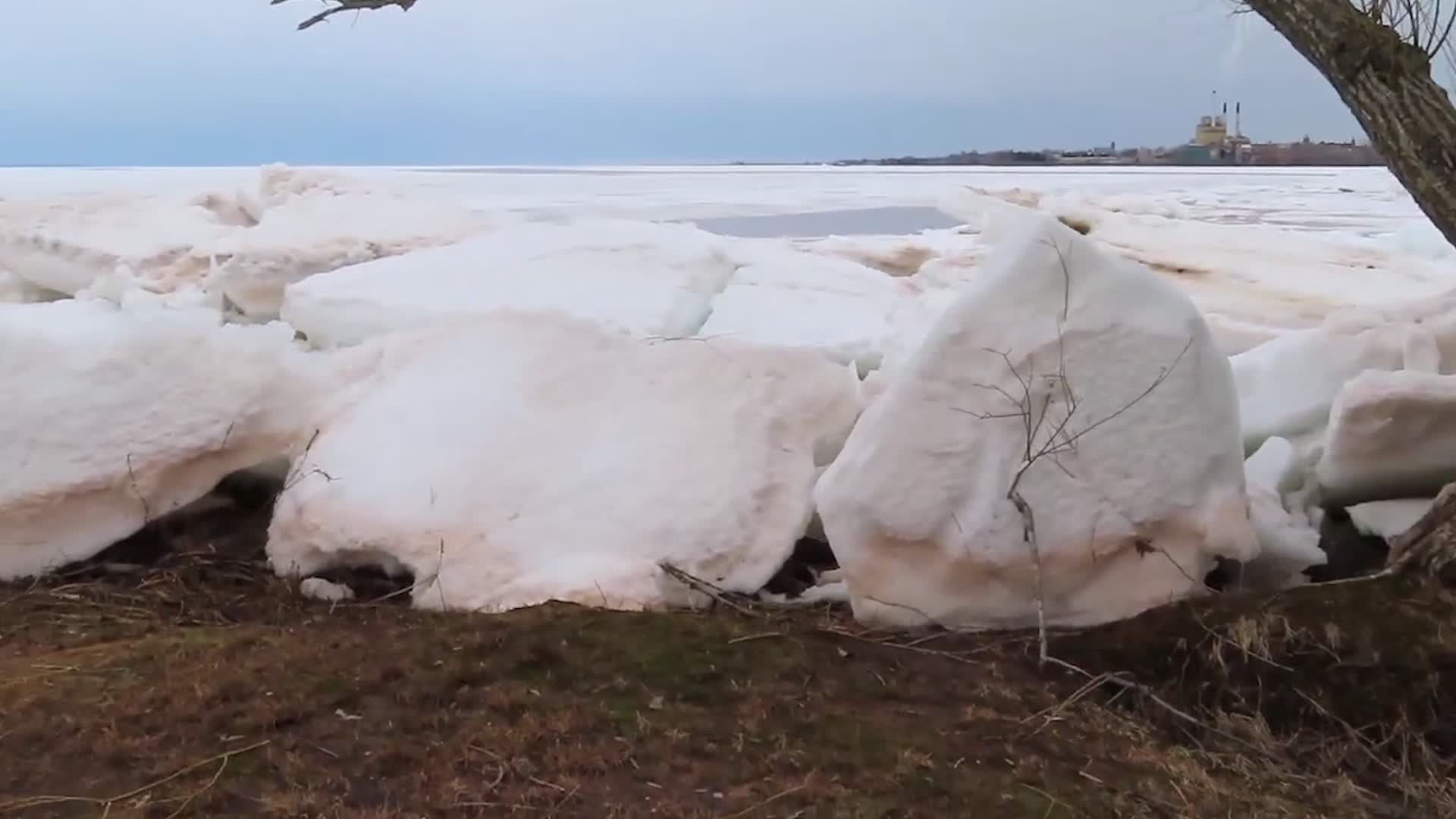 Massive Ice Chunks Stack Up On Wisconsin Shoreline Of Lake Superior
