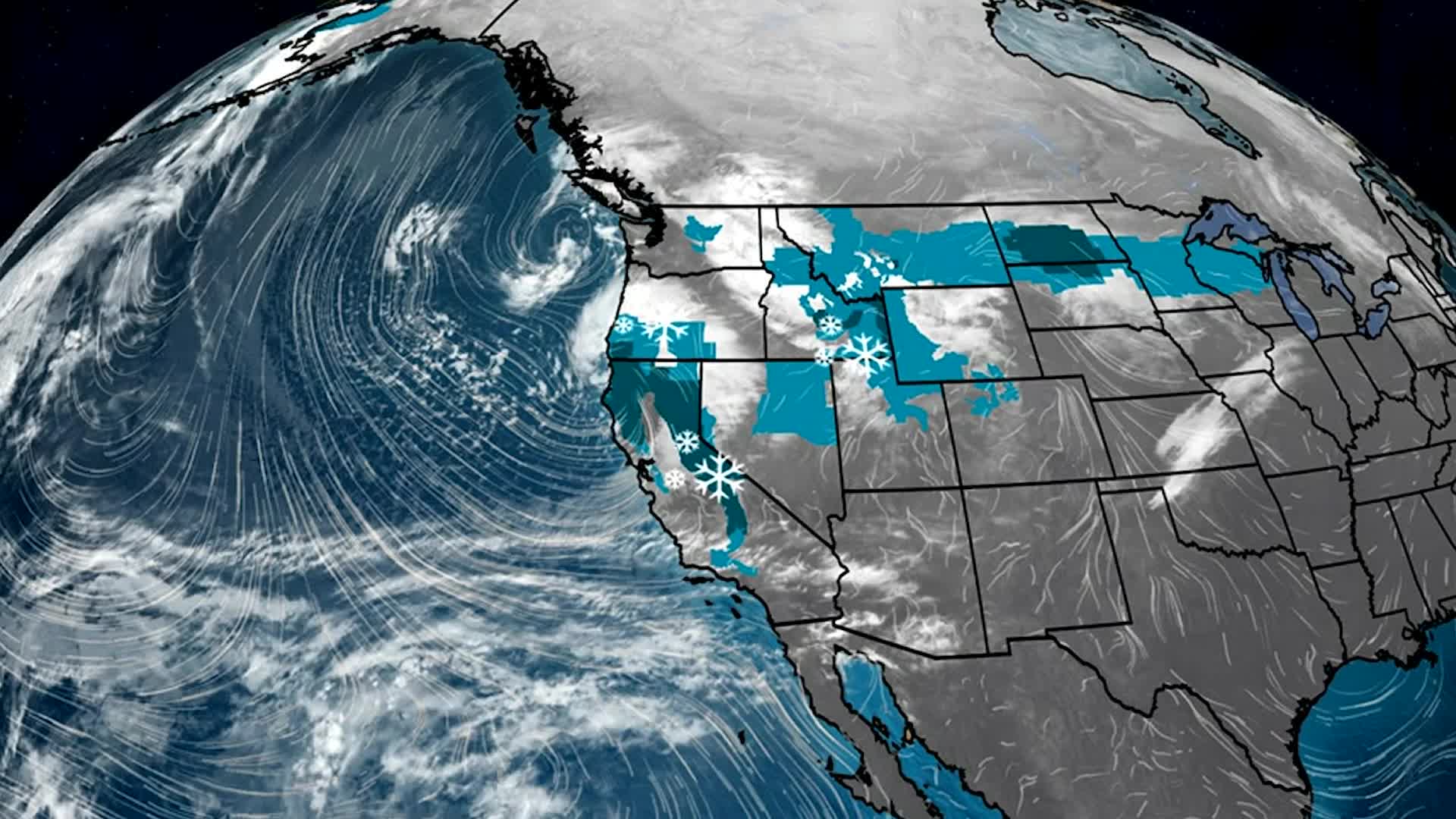 More Heavy Mountain Snow In West, Gusty Winds Through Midweek