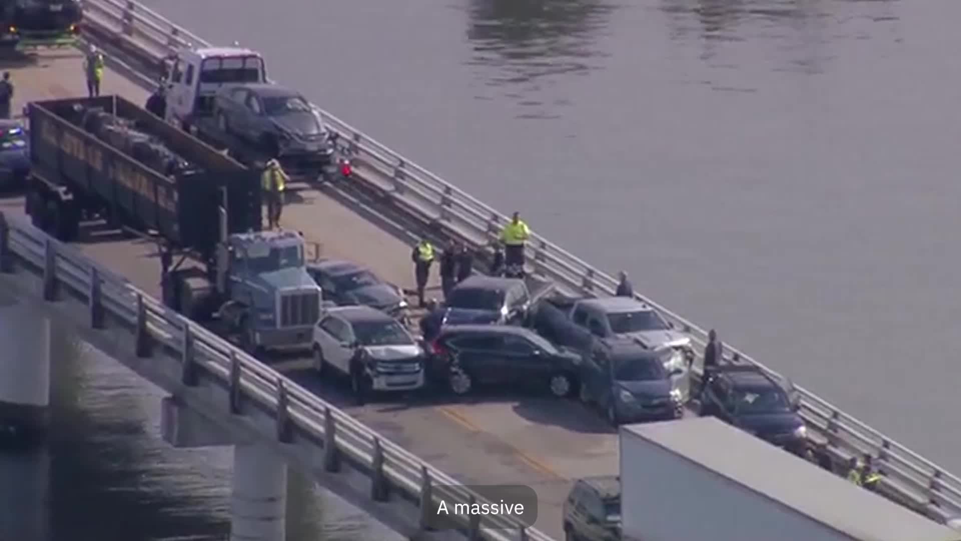 Multi-Car Crash On Foggy Chesapeake Bay Bridge
